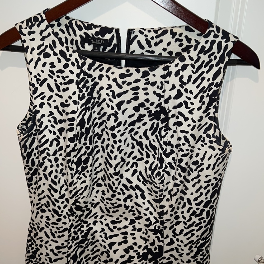 Talbots Black and White Animal Print Midi Dress 6